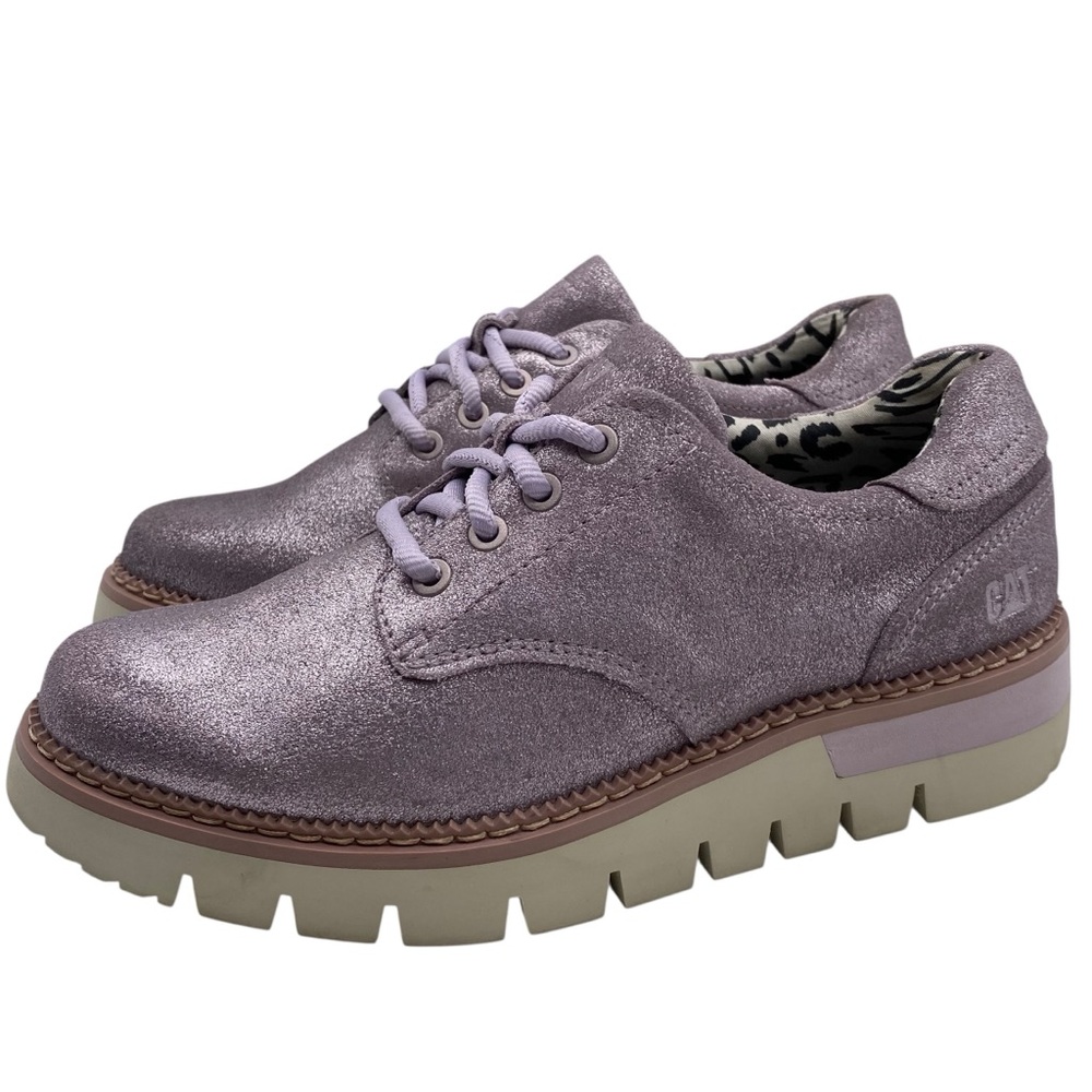 CAT Brand Womens Shoes Leather Platform Oxford Sz 6 Purple Chunky Preppy Modern